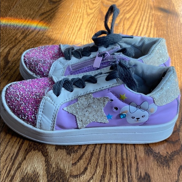 Pink and purple Lola and the Boys glitter Star sneakers, size 11C. Good cond. - Picture 2 of 16